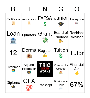 College Term BINGO Card