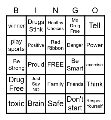 Red Ribbon Week Bingo Card