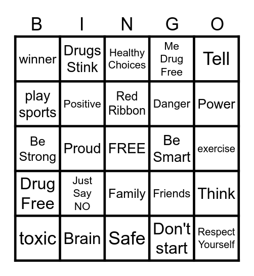 Red Ribbon Week Bingo Card