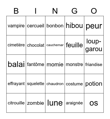 Bingo Halloween Bingo Card