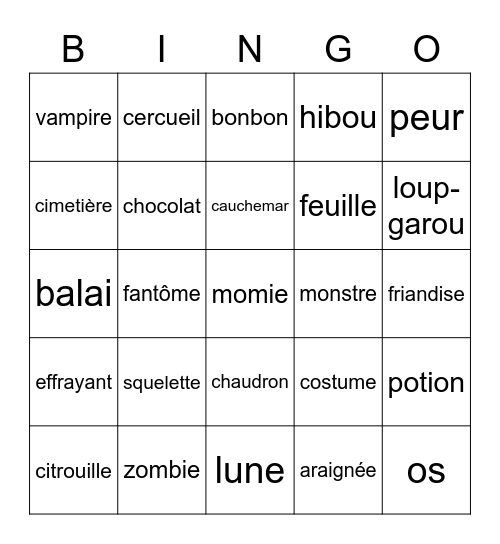 Bingo Halloween Bingo Card