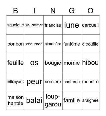 Bingo Halloween Bingo Card