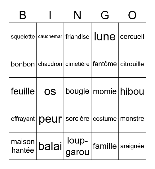 Bingo Halloween Bingo Card