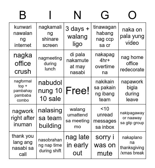 Team Kamustahan Bingo Card