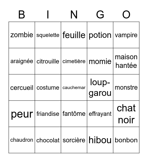 Bingo Halloween Bingo Card