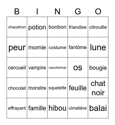 Bingo Halloween Bingo Card