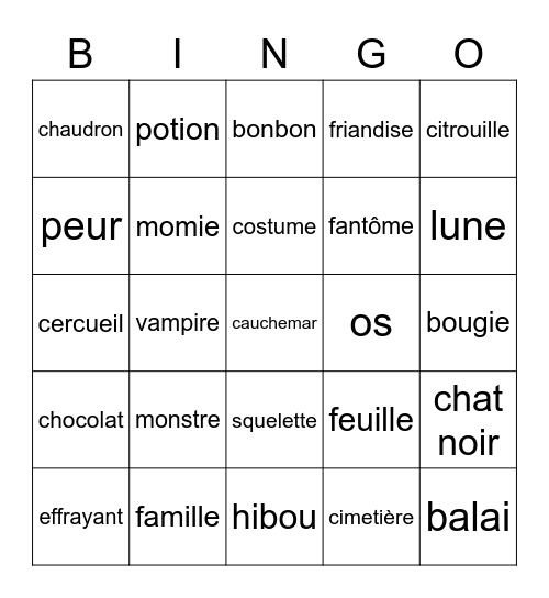 Bingo Halloween Bingo Card