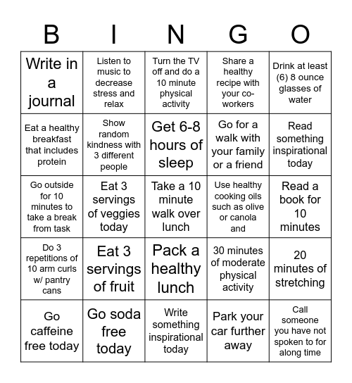 MY WELLBEING MATTERS TO ME Bingo Card