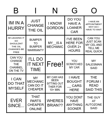 "ONE OF THOSE" BINGO Card