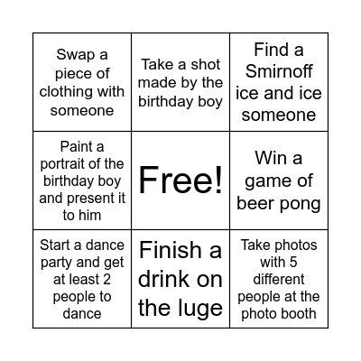 Ryan's 29th SkiiTour Bingo Card