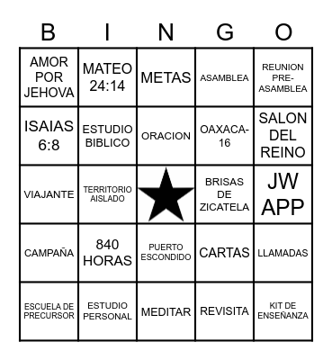 BINGO BRISAS DE ZICATELA Bingo Card