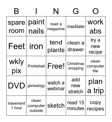 Weekend Bingo Card