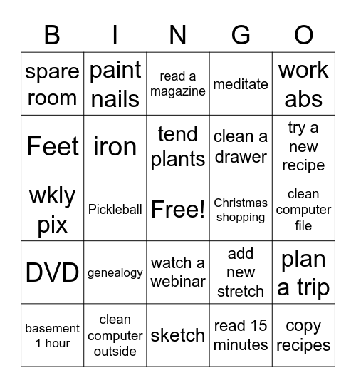 Weekend Bingo Card