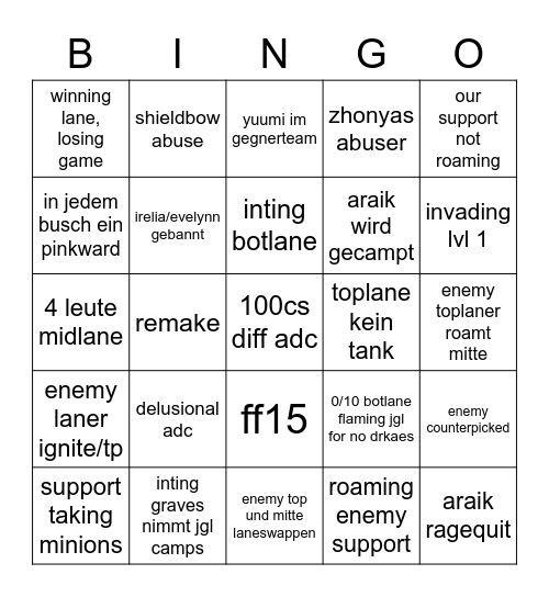 Araik und Maxi DuoQ Experience Bingo Card