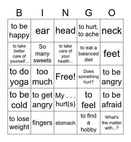 7.2 Vocabulario Bingo Card