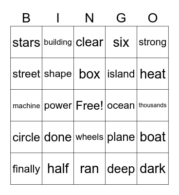 Random Dolch 5th-100 Bingo Card