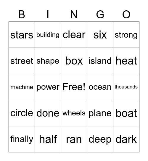 Random Dolch 5th-100 Bingo Card