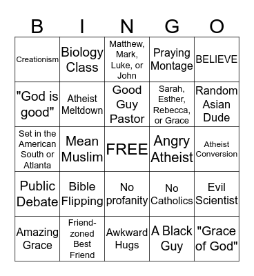 Crappy Christian Movie Bingo Card