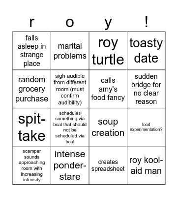 roy bingo Card