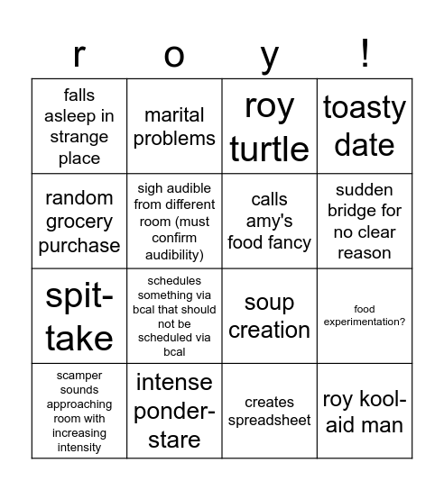 roy bingo Card