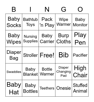 Baby Shower Bingo Card