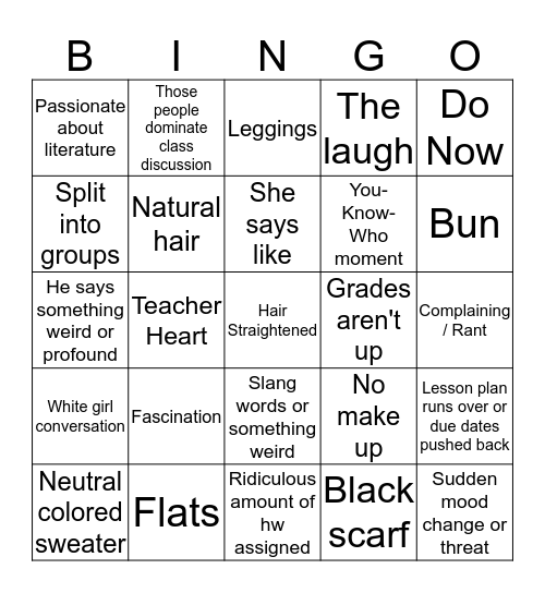 Stat Project Bingo Card