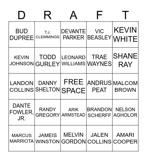 NFL Draft Bingo! Bingo Card