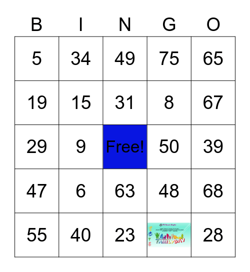 CFC FAMILY DAY 2021 GAME 5 Bingo Card