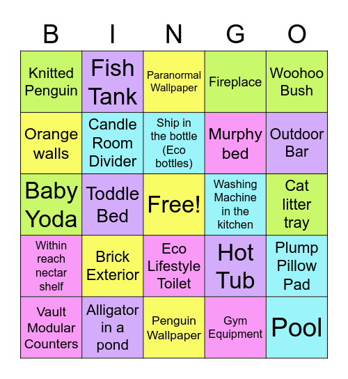 Shell Tour Bingo Card