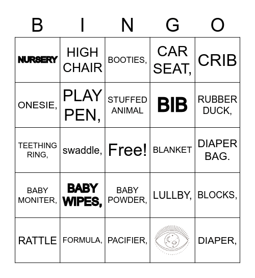 Baby Shower Bingo Card