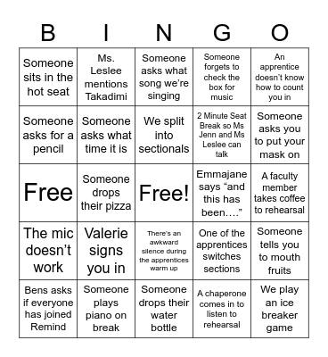 Jubilate Bingo Card
