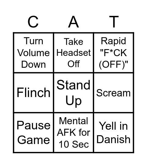 Davian Scaredy Cat Bingo Card