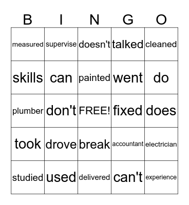 Excellent English Unit 9 Bingo Card