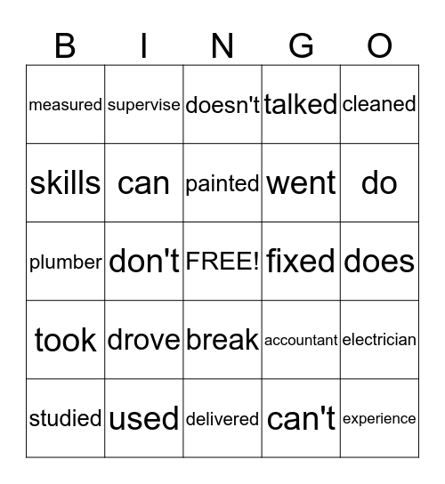 Excellent English Unit 9 Bingo Card