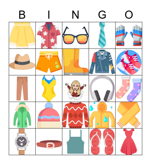 Kleren en accessoires Bingo Card