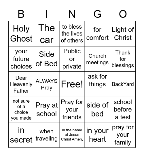 Did You Think To Pray? Bingo Card