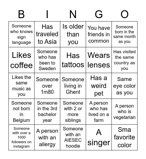 AIESEC Bingo Card