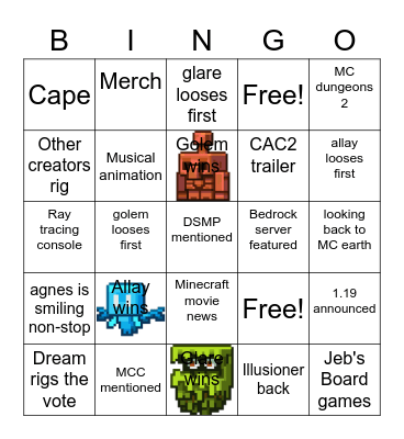 minecraft live 2021 Bingo Card
