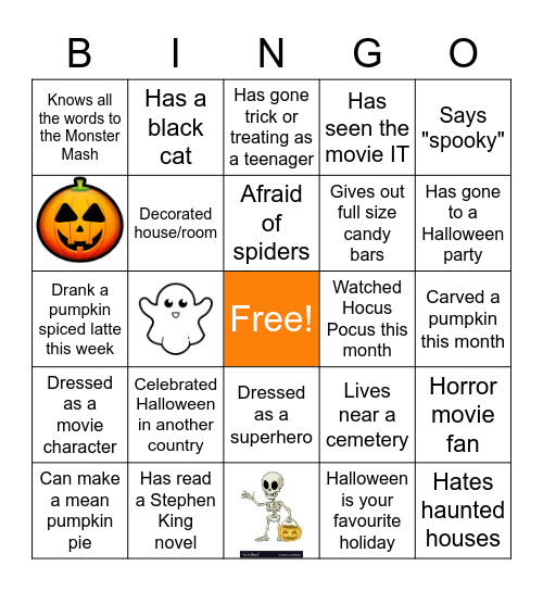 Virtual Halloween Bingo Card