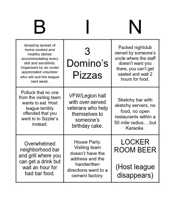 ROLLER DERBY AFTERPARTY BINGO! Bingo Card
