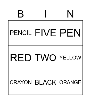 SCHOOL Bingo Card