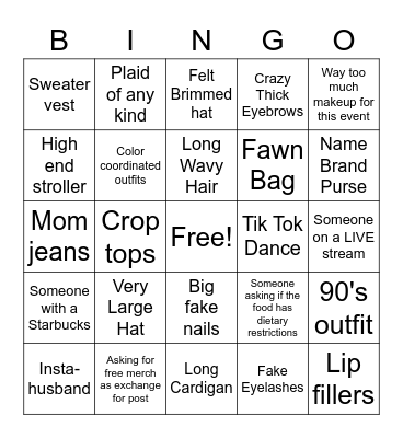 Influencers in the Wild Bingo Card