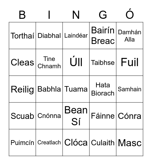 Oíche Shamhna Bingo Card