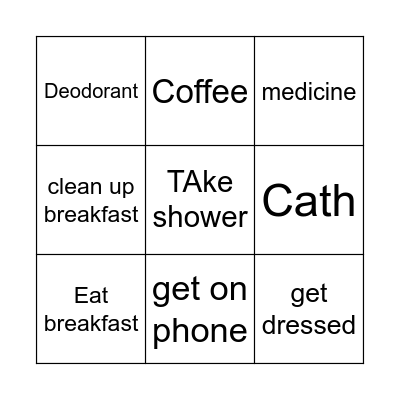 Morning Routine Bingo Card