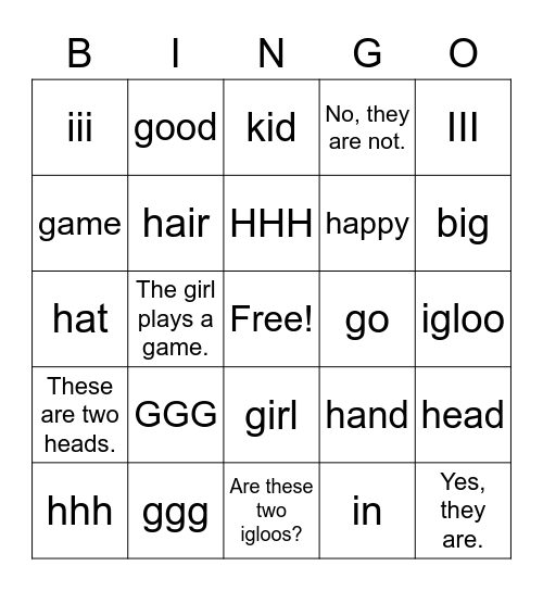 Starter A Revision GHI Bingo Card