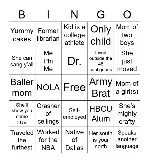 October GNO Bingo Card