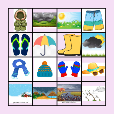 Weather and Clothing Bingo Card