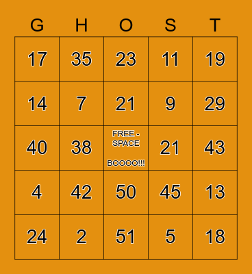 SPOOKY - HALLOWEEN Bingo Card