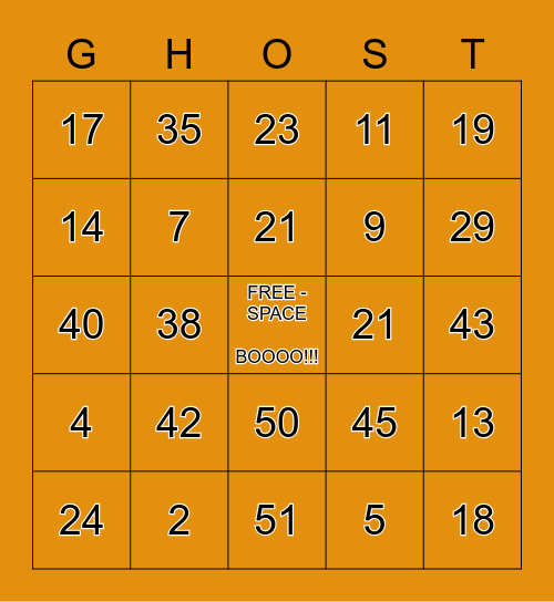SPOOKY - HALLOWEEN Bingo Card
