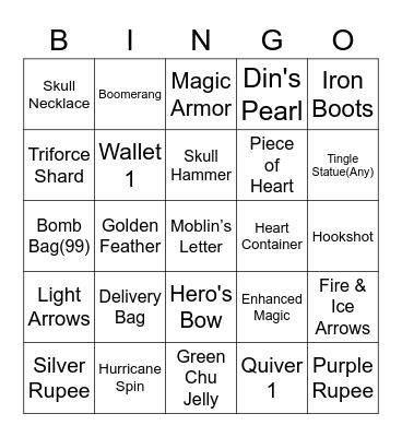 Wind Waker Rando Bingo Card